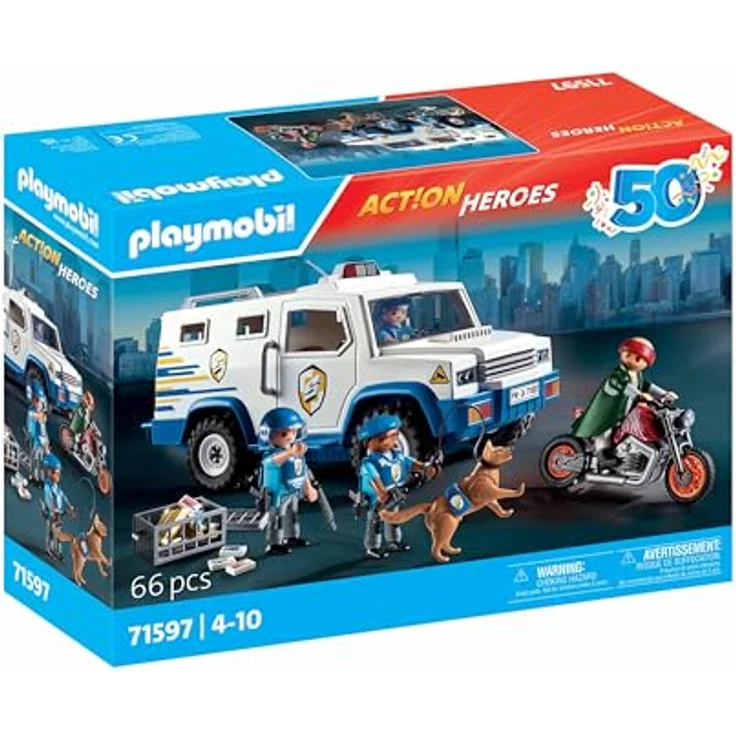 Playmobil® Geldtransporter (71597), Action Heroes, 50 Jahre Konstruktions-Spielset, (66 St), Made in Europe – Bild 2