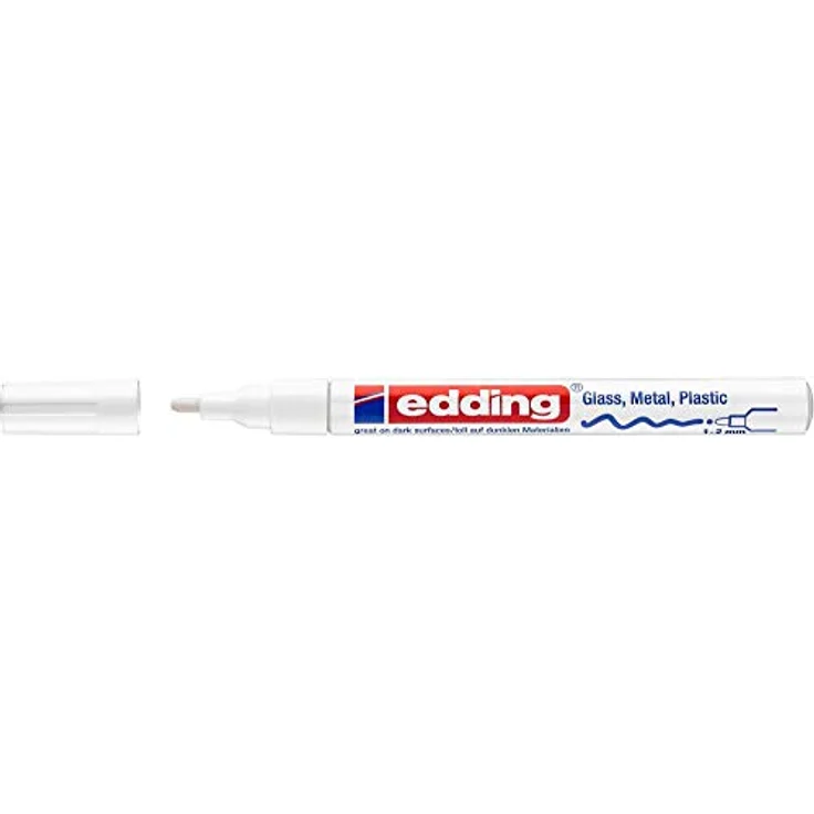 edding 751 Glanzlackmarker - weiß - 1 Lackmarker - Rundspitze 1-2 mm - Lackstift für Glas, Stein, Holz, Kunststoff und Papier - wasserfest, stark deckend – Bild 2