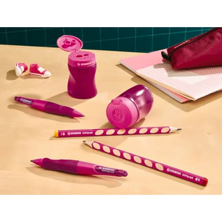 STABILO EASYsharpener L, Dosenspitzer für Linkshänder mit großem Auffangbehälter und ergonomischer Nutzung, blau – Bild 4
