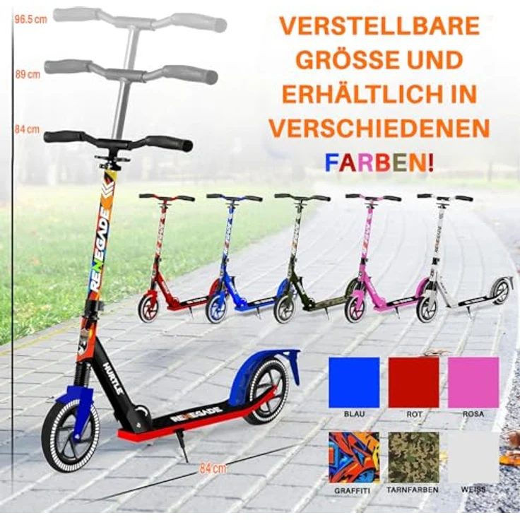 Hurtle Hurtle Scooter, Klappbarer Kick Scooter für Teenager, Aluminiumlegierung, verstellbarer T-Bar Lenker, 2-Rad-Design, für Fahrer bis 100 kg – Bild 6