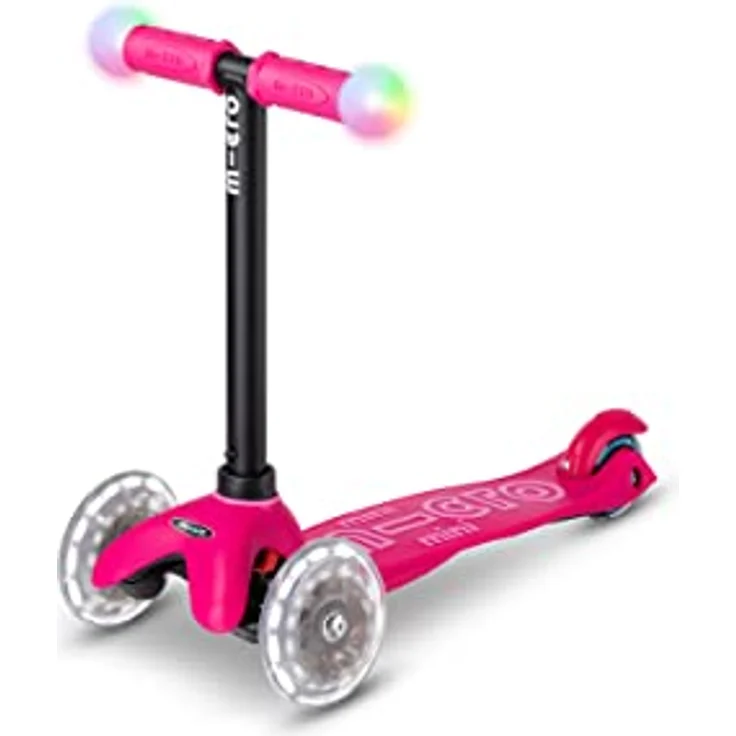 Micro Mobility micro mini2grow Deluxe Magic 4 in 1 mit LED Rollen, Schubstange, Laufrad Scooter, ab 12 Monaten, Rose – Bild 4