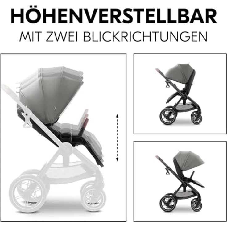 Hauck Kombi-Kinderwagen Comfort N Care Air Set, 2 in 1 mit Luftreifen, inkl. Babywanne, Sportsitz, Beindecke und Getränkehalter, Dark Grey, mit Gratis Mobilitätsgarantie – Bild 4