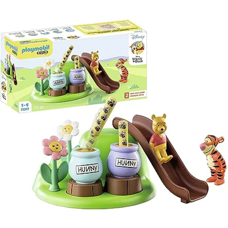 PLAYMOBIL 71317 1.2.3 & Disney: Winnies Tiggers Bienengarten Spielset, mit Bienenhüpfstäben und Steckblumen, mehrfarbig – Bild 1