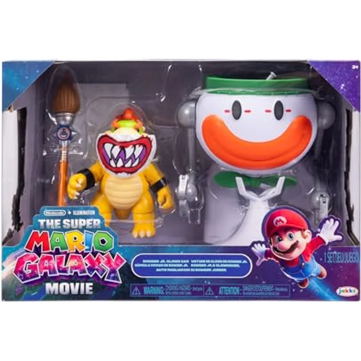 Nintendo Super Mario Galaxy Movie – 13 cm Bowser Jr.-Figur mit Clownauto, 17 Bewegungspunkten, Pinsel und Wasser-Enthüllungsaufklebern – Bild 5