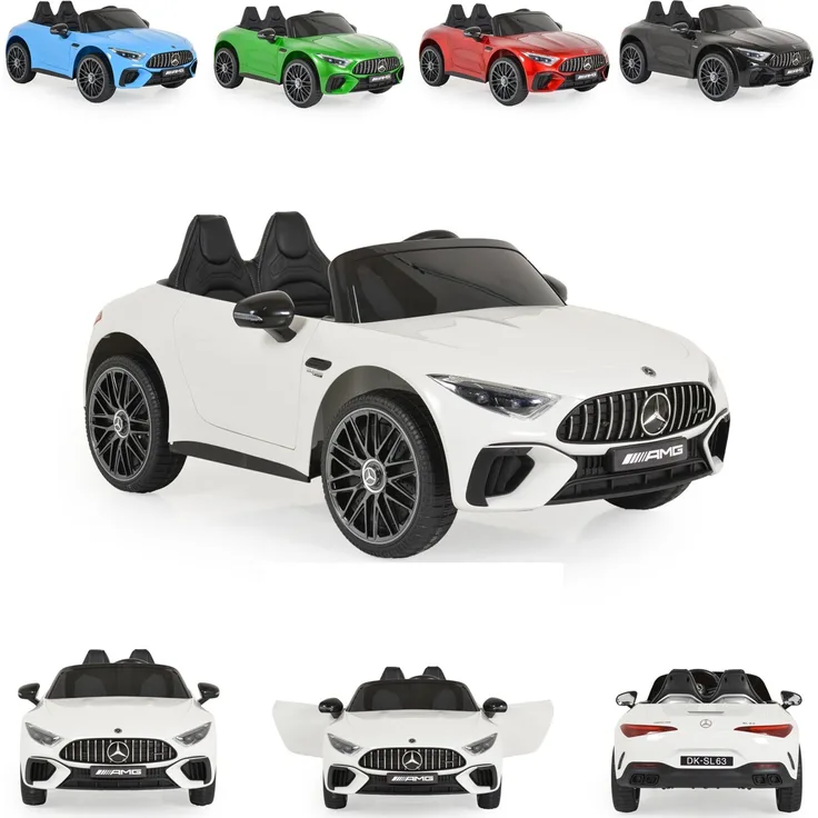 Moni Kinder Elektroauto Mercedes-Benz DK-SL63 Zweisitzer Fernbedienung Bluetooth weiß, lizenziert von Daimler AG