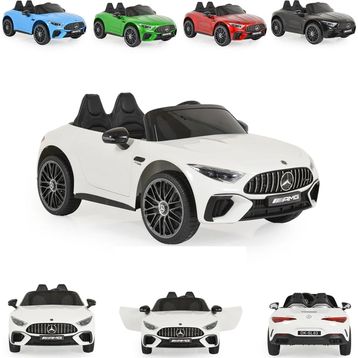 Moni Kinder Elektroauto Mercedes-Benz DK-SL63 Zweisitzer Fernbedienung Bluetooth weiß, lizenziert von Daimler AG