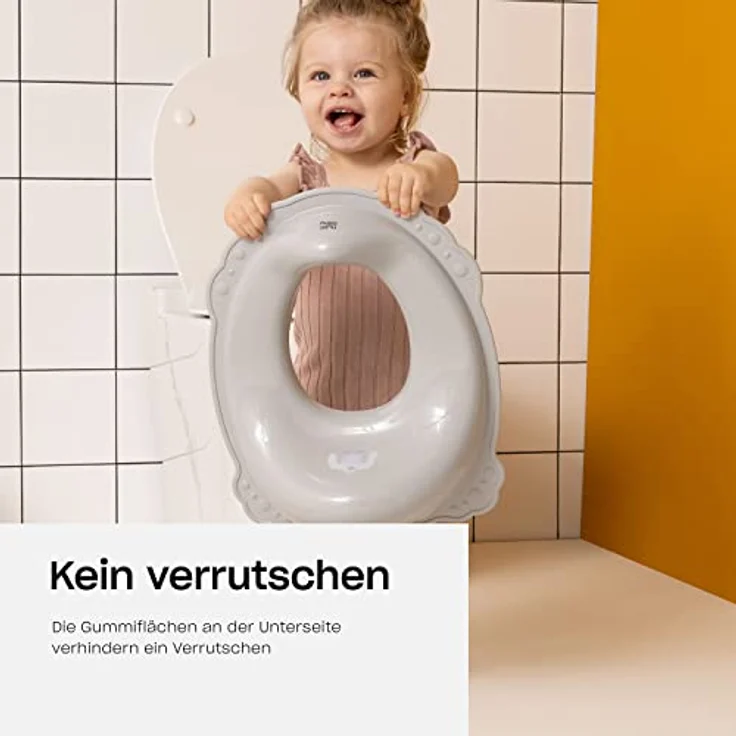 Hylat Baby Toilettensitz Kinder hilfreich beim Toilettentraining, für Mädchen und Jungen, solides Material, Antirutsch Gummi, Farbe:grau, Motiv:Yeti, Marke:Hylat Baby – Bild 2