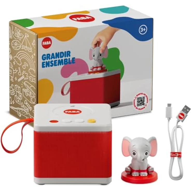 FABA Geschichtenerzähler „Ele, der Elefant“, Audio-Box mit 15 Liedern, französische Version für Kinder von 0 bis 6 Jahren, gesetzte Lautstärke, wiederaufladbarer Akku – Bild 3