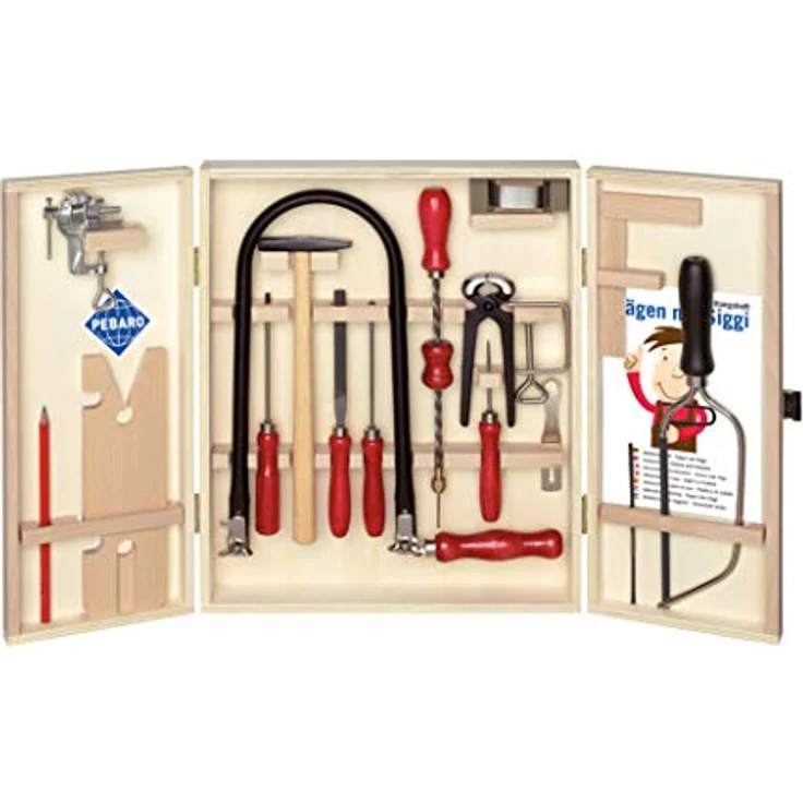 Pebaro 401S Öko-Laubsägeschrank, Komplettset mit 24 Teilen, Holzschrank ohne Kunststoff, Made in Germany, für Basteln mit Holz, 60 x 30 cm – Bild 1