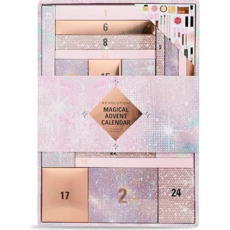 Makeup Revolution London Adventskalender Beauty 24-Produkte mit Lipgloss, Lippenmasken, Pinseln, Augenbrauengel - Tierversuchsfrei & vegan (24-tlg) – Bild 4