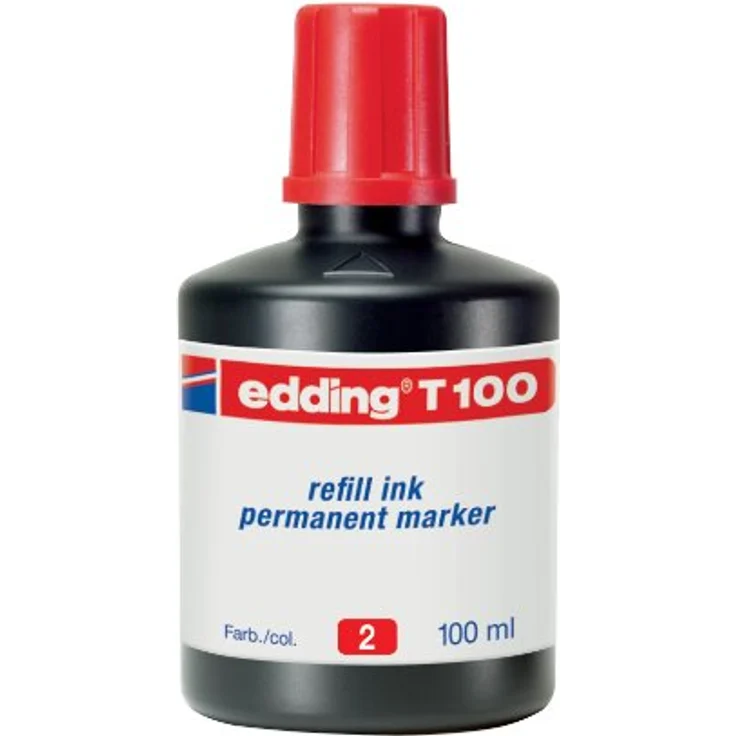 edding T 100 Nachfülltinte Permanentmarker - rot - 100ml - mit Tropfendosiersystem, zum schnellen Nachfüllen fast aller edding Permanentmarker