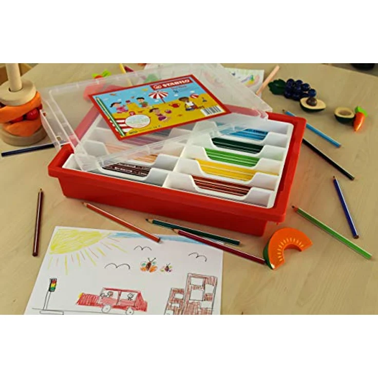 Dreikant-Buntstift - STABILO Trio dick - 96er Box - mit 12 verschiedenen Farben – Bild 3