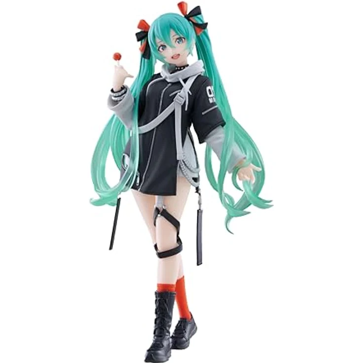 Taito Prize - Hatsune Miku - Fashion (PUNK Ver.), PVC Statue, 18 cm, detailreiche Sammlung – Bild 1