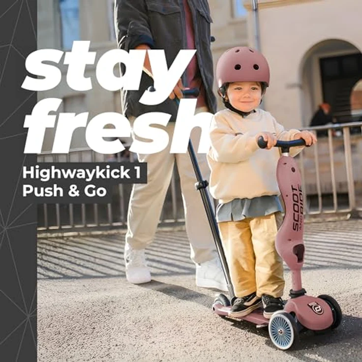 Scoot & Ride Highwaykick 1 Push and Go Kickboard mit Sitz Kinderroller Scooter 2in1 Laufrad mit Lenkstange ab 1 2 Jahren mitwachsend Höhenverstellbar werkzeuglos (Wildberry) – Bild 4