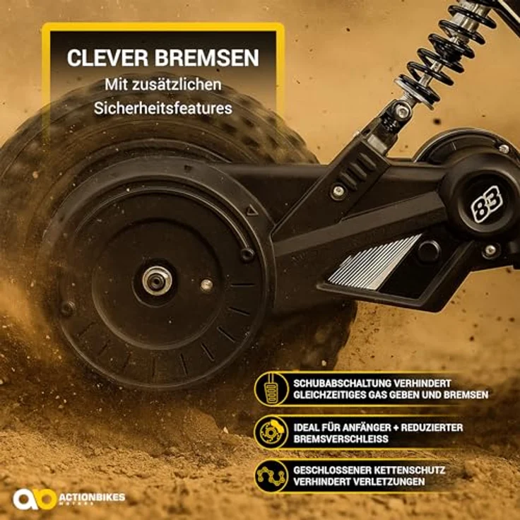 Actionbikes Motors Kinder Crossbike Raider, Elektro Kindermotorrad mit 24 V/250 W Motor, Scheibenbremsen und Geschwindigkeitsschalter, schwarz-weiß, ab 8 Jahren – Bild 6