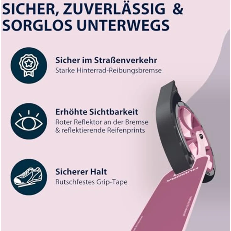 HUDORA BigWheel® 205 Advanced, Aluminium-Tretroller für bis zu 100 kg, höhenverstellbar und zusammenklappbar, rosé – Bild 5