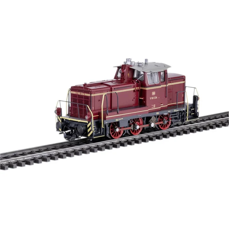 TRIX H0 25600 H0 Diesellok V60 der DB, purpurrot, mit Digital-Decoder und Geräuschfunktionen, 12 cm Länge