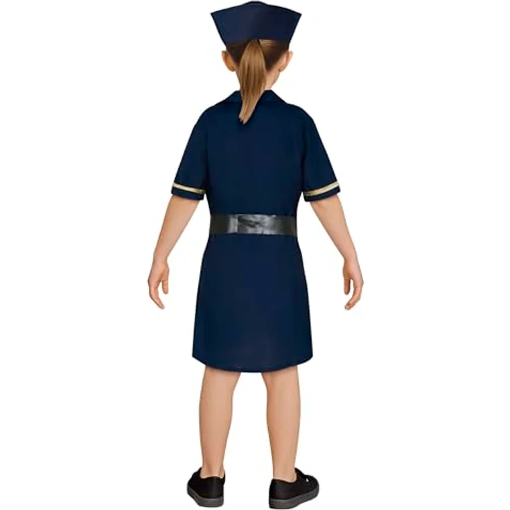 Kinderkostüm Polizistin Josy Mädchen Kleid blau Polizei Uniform Fasching Kinder (7-9 Jahre) – Bild 3