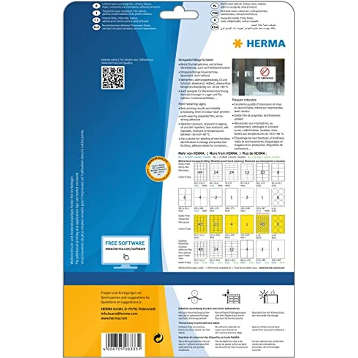 HERMA 8333 Wetterfeste Folienetiketten, weiß, 50 Stück, 190 x 135 mm, bedruckbar, reißfest, wasserabweisend – Bild 2