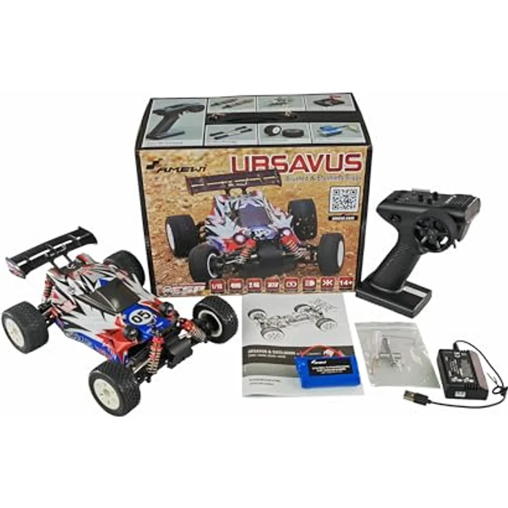 Amewi 22647 Ursavus Pro Buggy brushless 4WD 1:18 RTR, ferngesteuertes Auto mit Metall-Differentiale und Kardanwellen, blau – Bild 2