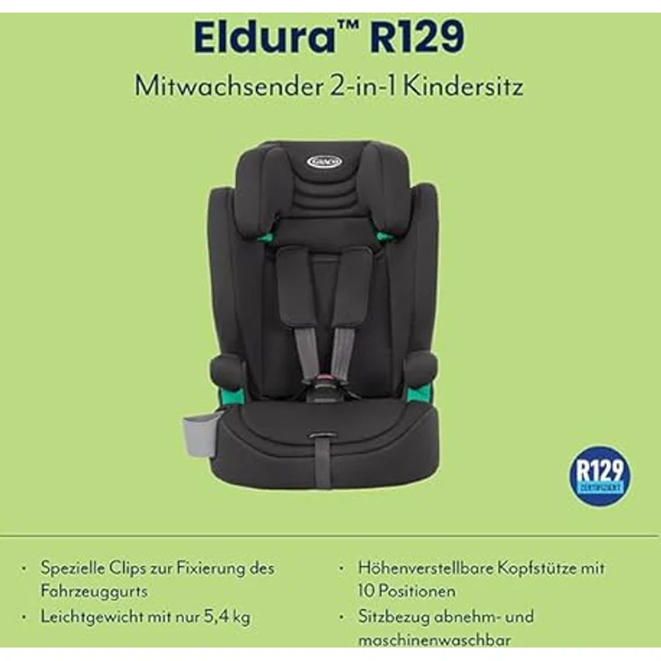 Graco Kindersitz Eldura mit Getränkehalter, ab 15 Monate - 12 Jahre, Midnight – Bild 2