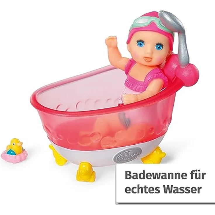 BABY born Minis, Minipuppe mit Badewanne, Spielset mit Bathtub, 7cm große Puppe Amy mit Badewanne und Bade Ente, 906101, Zapf Creation – Bild 2