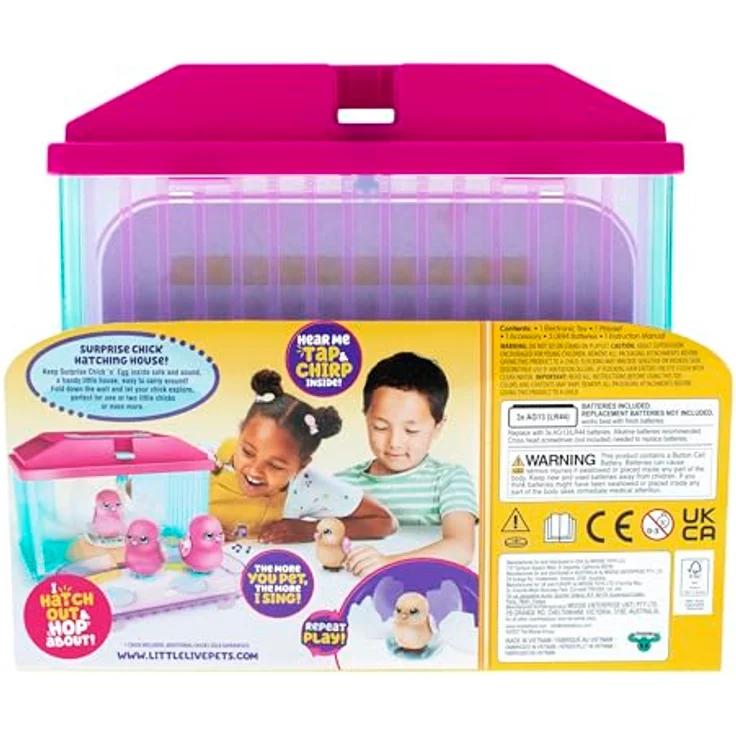 Little Live Pets Surprise Chick Küken-Spielset; Niedliches, interaktives Küken mit Spielzeug-Brutkasten mit herunterklappbarer Wand und Tragegriff – Bild 4