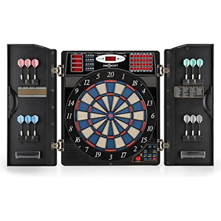 OneConcept Masterdarter, elektronischer Dartautomat mit 38 Spielen, 211 Spielvarianten, bis zu 16 Spielern und virtuellen Gegner, Holzoptik – Bild 3