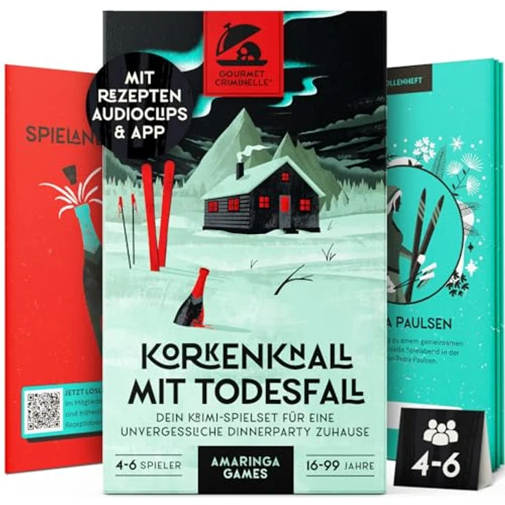 Gourmet Criminelle® Krimidinner für zuhause, Mordfall Korkenknall für 4-6 Spieler, spannendes Crime Dinner Spiel ab 16 Jahren, inklusive Rezepten und Audiohinweisen – Bild 1