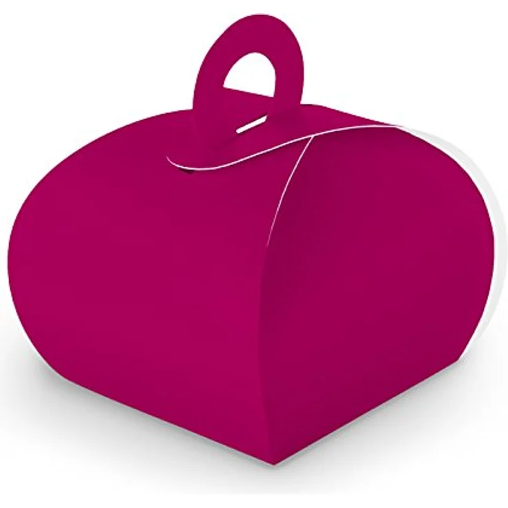 50x itenga GeschenkSchachtel aus Karton zum Befüllen (Adventskalender Gastgeschenk, Hochzeit Taufe Geburt) (Box mit Griff, pink)