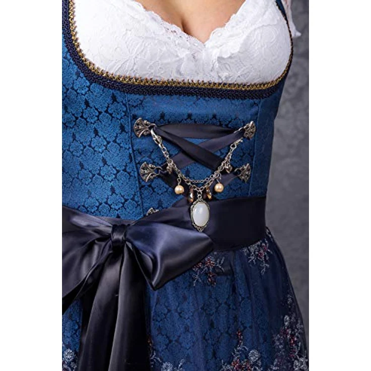 Edelnice Dirndl Josepha, Dirndlkleid in Midi Länge mit Perlen und Pailetten, bordeaux – Bild 6