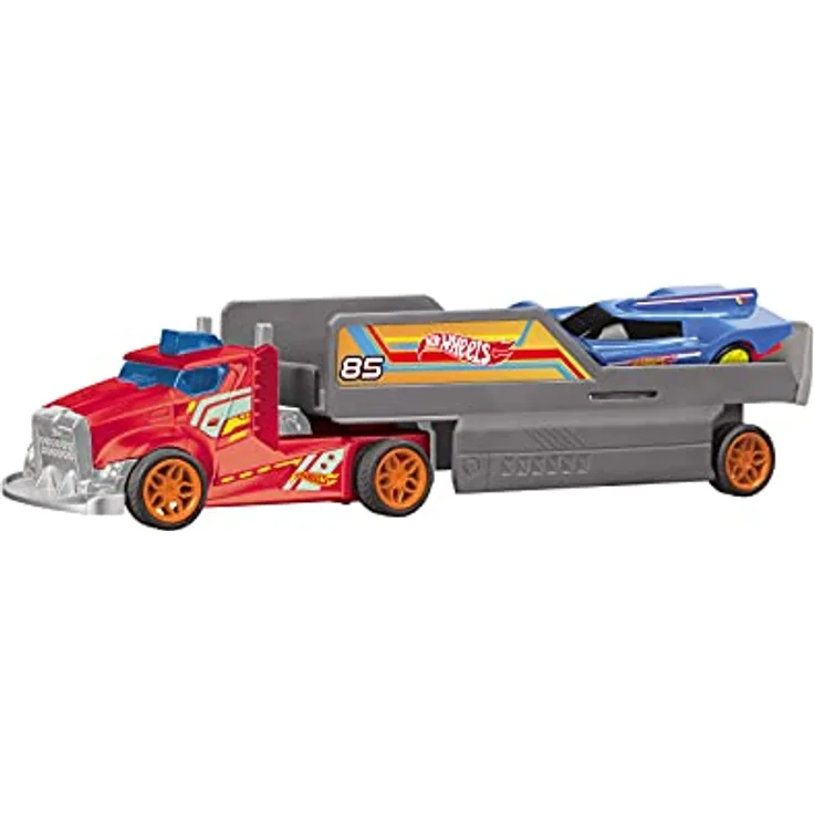 Mondo Hot Wheels Double Truck Camión teledirigido, 2-in-1-Renntruck mit abnehmbarem Anhänger und Rückwärtsfunktion, Farbe (63681)
