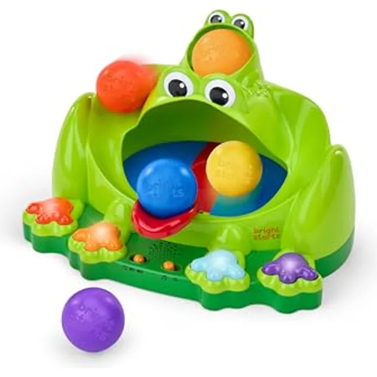 Bright Starts Poppin' Ball Frog, Lernspielzeug mit Licht und Sound für Babys ab 6 Monaten, inkl. 5 Bällen