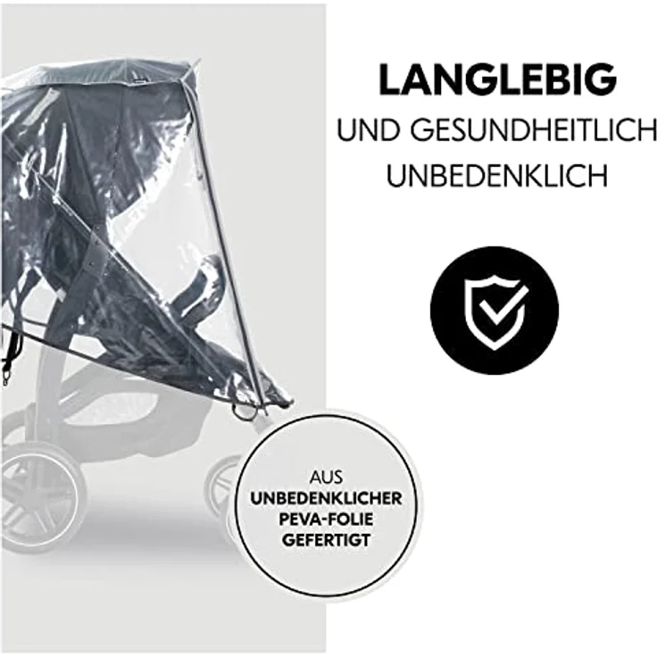 Hauck Universal Regenschutz Buggy Kinderwagen, Reflektierende Umrandung, Kontakt-Fenster, Gute Luftzirkulation, Einfache Befestigung, Kompatibel mit hauck Buggy, Transparent – Bild 8