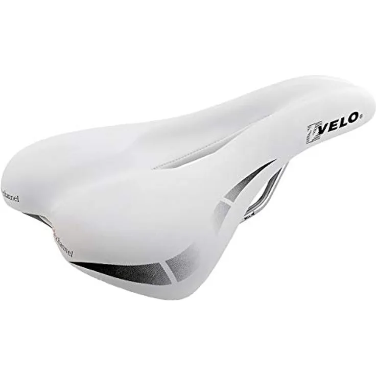 Velo Wide:Channel Touringsattel, Fahrradsattel, O-Zone Full Cut, Wide Channel, ARC-TECH gefederter Stützpunkt, D2 Konstruktion/ Einlage, 250x168mm, weiß