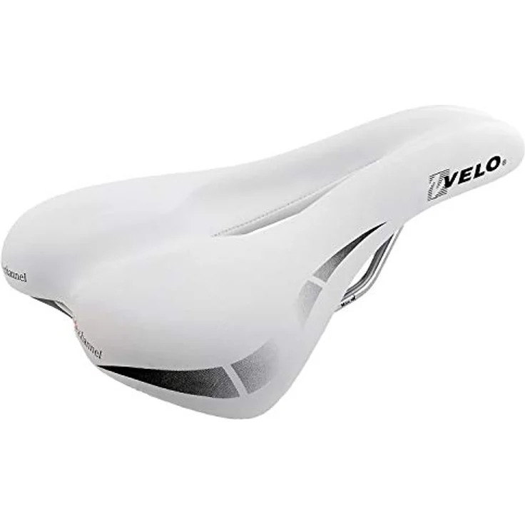 Velo Wide:Channel Touringsattel, Fahrradsattel, O-Zone Full Cut, Wide Channel, ARC-TECH gefederter Stützpunkt, D2 Konstruktion/ Einlage, 250x168mm, weiß – Bild 1