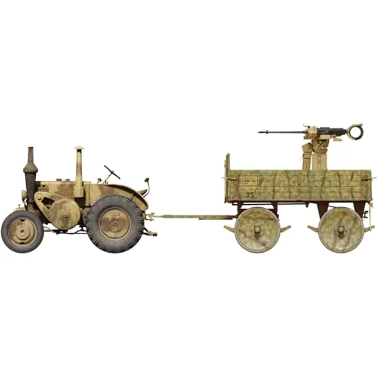 MiniArt 1:35 Deutscher Lanz Bulldog Traktor mit Sd.Anh.Ost und Fla-MG151/20 Drilling, detailliertes Modellbauset für erfahrene Modellbauer