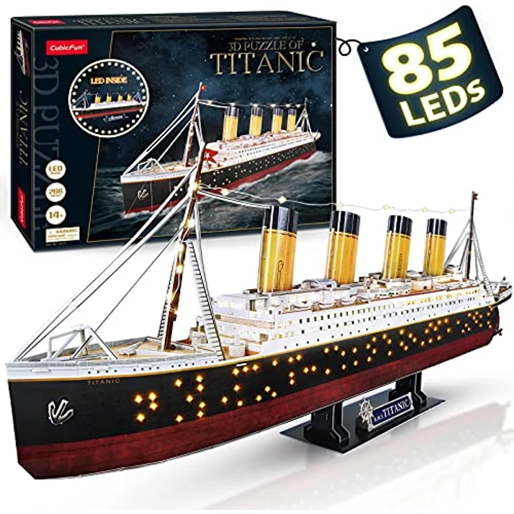 CubicFun 3D Puzzle LED 88 cm Titanic - Titanic Modell Boots Spielzeug für Erwachsene und Jugendliche, 266 Stück – Bild 2
