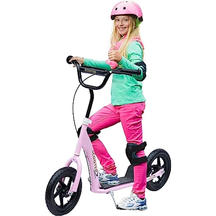 Kinderroller Anti-Rutsch Trittfläche, Metallfahrradständer zum Parken, (Farbe: pink) – Bild 2