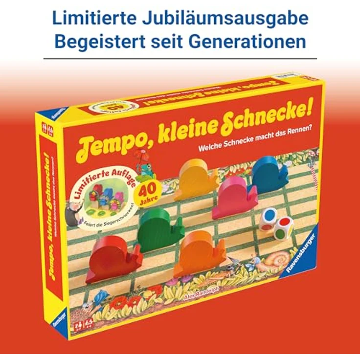 Ravensburger Kinderspiel 23034 - Tempo kleine Schnecke 40 Jahre Jubiläum, Brettspiel + Siegerehrung, für 2-6 Spieler, ab 3 Jahren – Bild 3