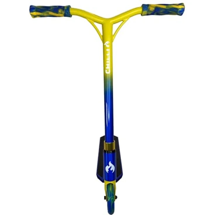 Chilli Pro Scooter Jumpstart S, Stunt-Scooter 71 cm, transparent Blau / Gelb, leicht und stabil für Einsteiger – Bild 7
