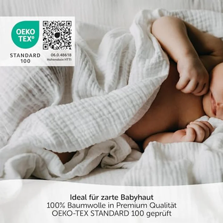 MAKIAN 8 Stück Baby Mullwindeln 80x80 cm Set - Doppelt gewebt, weich aus 100% Baumwolle, Oeko-TEX® Standard 100 geprüft, maschinenwaschbar - Mint Blau Weiß – Bild 4