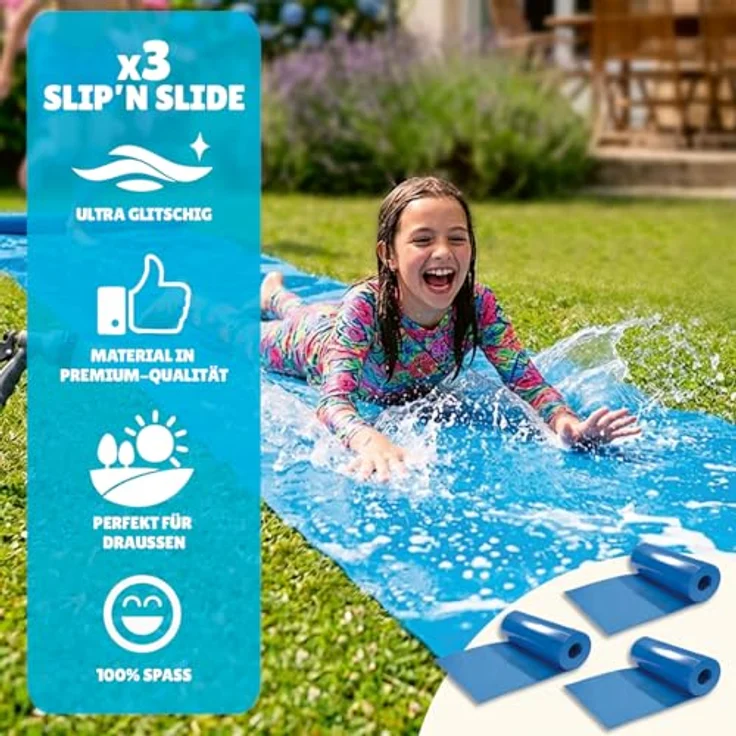 OriginalCup® Dreifache riesige Wasserrutschmatte XXXXXL, 30 Meter Slip’n Slide, wetterbeständig, robust, für Kinder und Erwachsene, für unvergesslichen Wasserspaß im Freien – Bild 2