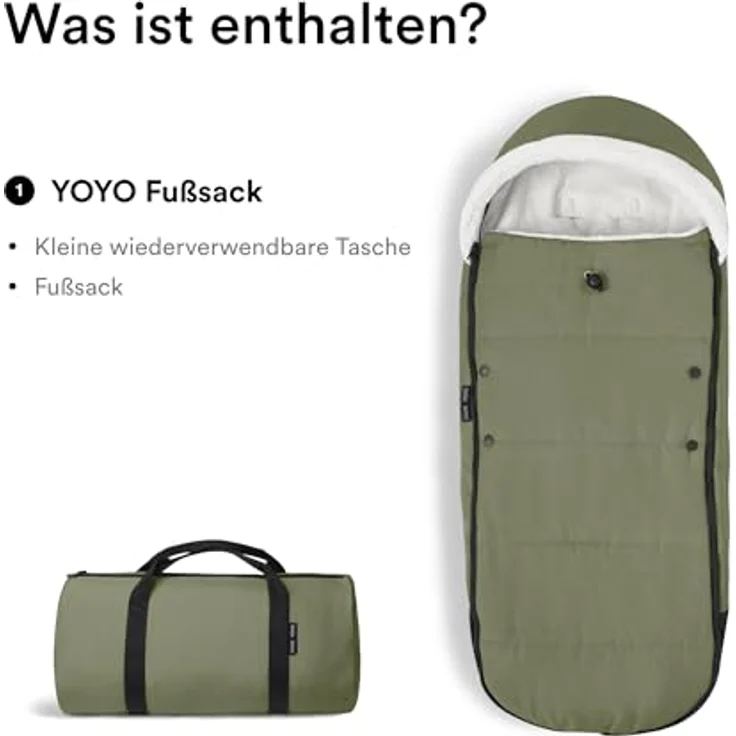 Stokke YOYO Fußsack, Olive - Sherpa-Futter, Fleece-Kapuze mit Kordelzug, doppelte Wattierung - Maschinenwaschbar bei 30°C - Inklusive kleiner Tasche – Bild 5