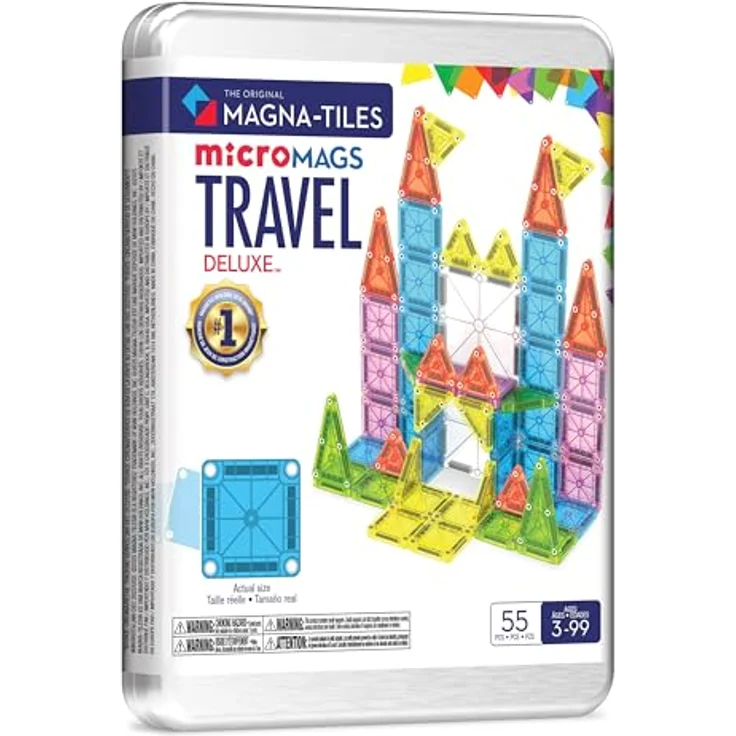 Magna-Tiles® Reiseset Deluxe 55-teiliges Magnetbauset mit praktischer Metalldosenverpackung - Förderung von Kreativität und Feinmotorik, ideal für Reisen und Ausflüge – Bild 1