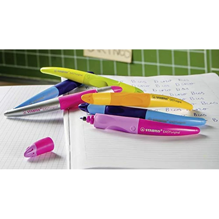 STABILO Füllfederhalter Rollerball Easy Original RH limone-grün, ergonomischer Schreiblern-Kugelschreiber für Kinder, rutschfest, für Linkshänder und Rechtshänder geeignet – Bild 8