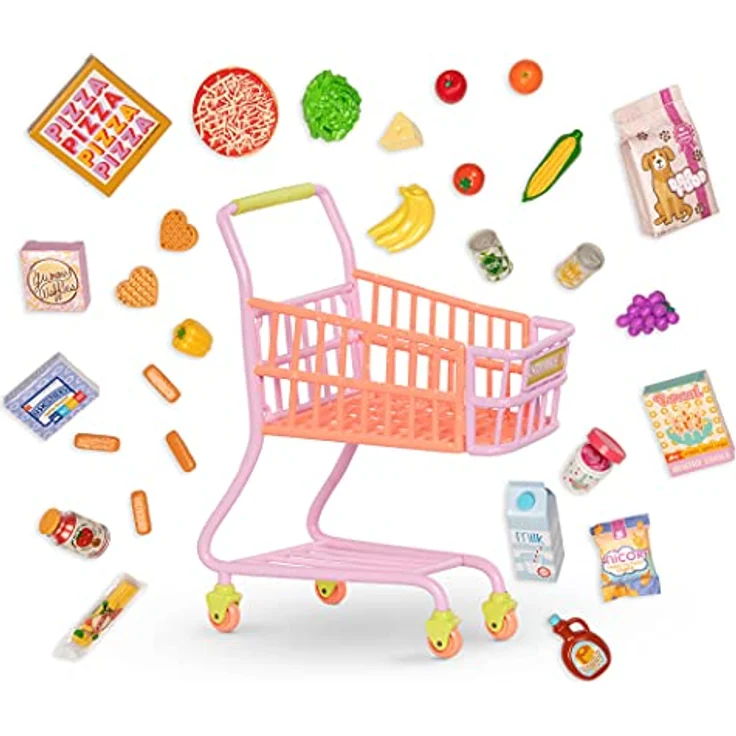 Glitter Girls GG57225Z Puppenzubehör – Einkaufswagen Zubehör Set mit Lebensmitteln – Accessoires für 36 cm Puppen, Puppenhaus Puppenmöbel Spielzeug für Kinder ab 3 Jahren, Bunt - Preisvergleich – Bild 2