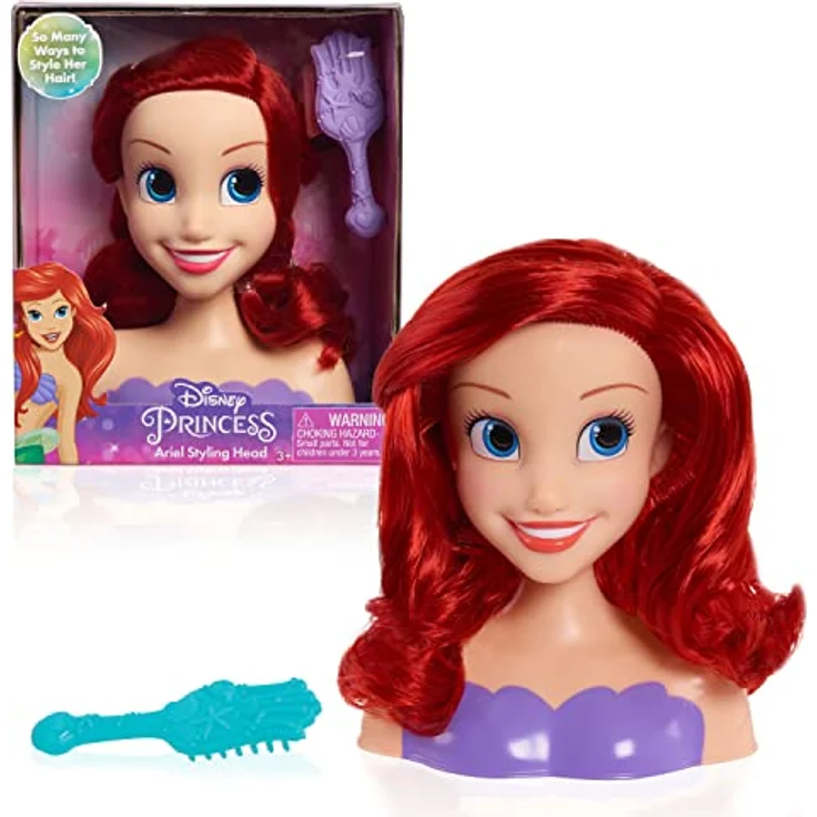 Disney Princess Ariel Frisierkopf Mini 14cm mit Haarbürste für Styling-Spaß, ab 3 Jahren, Just Play – Bild 2