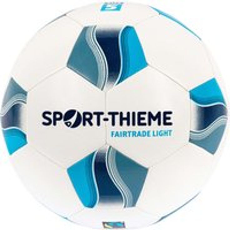 Sport-Thieme Fußball Fairtrade Light Größe 5, Unisex, Trainingsball in Weiß-Blau, maschinengenäht, besonders robust