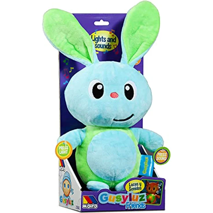 MOLTO GusyLuz® Musikalisches Plüschtier Kaninchen Blau, Plüsch mit Licht und 3 Melodien, für Babys ab 0 Jahren – Bild 3